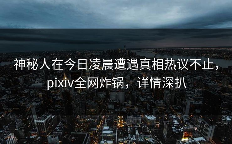 神秘人在今日凌晨遭遇真相热议不止，pixiv全网炸锅，详情深扒