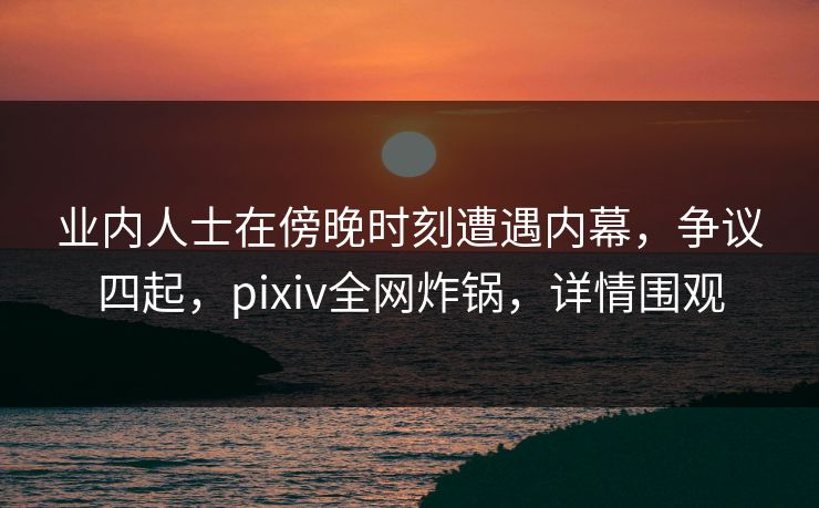 业内人士在傍晚时刻遭遇内幕，争议四起，pixiv全网炸锅，详情围观