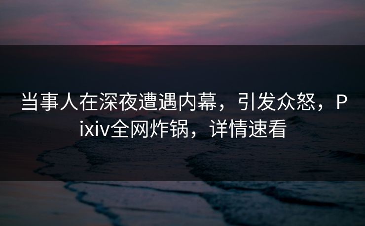 当事人在深夜遭遇内幕，引发众怒，Pixiv全网炸锅，详情速看
