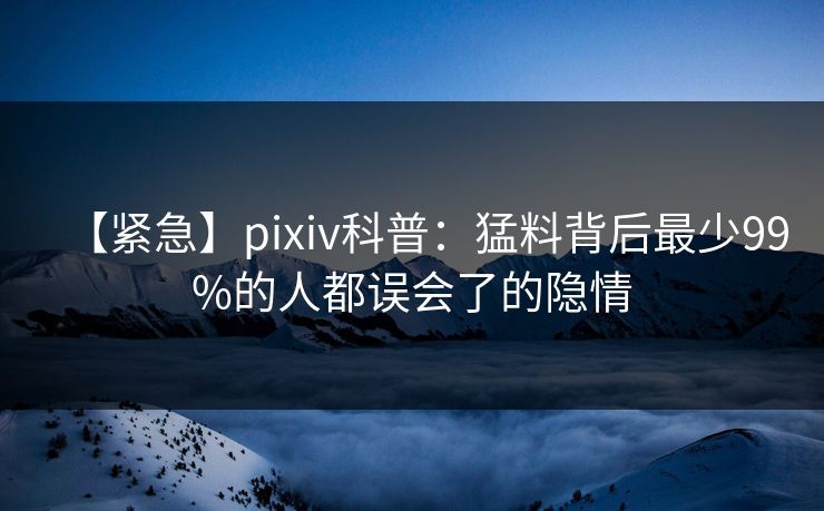 【紧急】pixiv科普：猛料背后最少99%的人都误会了的隐情