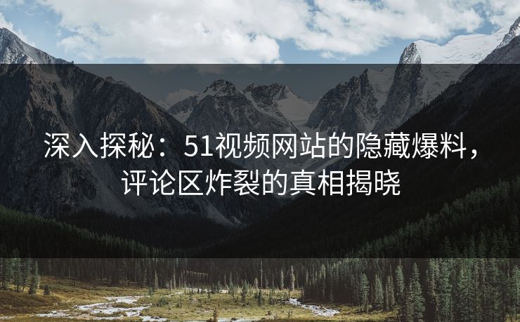 深入探秘：51视频网站的隐藏爆料，评论区炸裂的真相揭晓